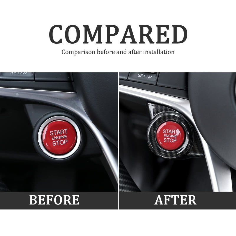 TOYCIDFG Car Engine Start Stop Button Frame Cover Trim for Alfa Romeo Stelvio 2017-2018/Giulia 2016-2018 Auto Accessories (Carbon Fiber Pattern) - Image 2